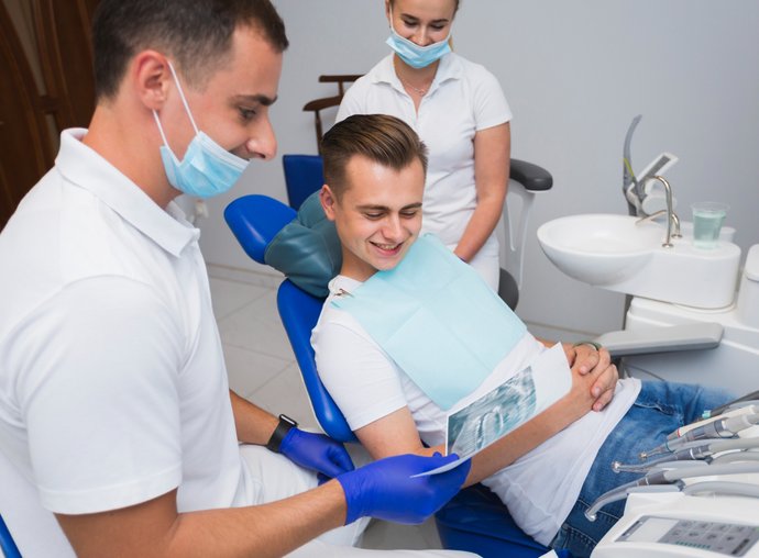 Dentist working on dental restoration for patient in Oak Harbor