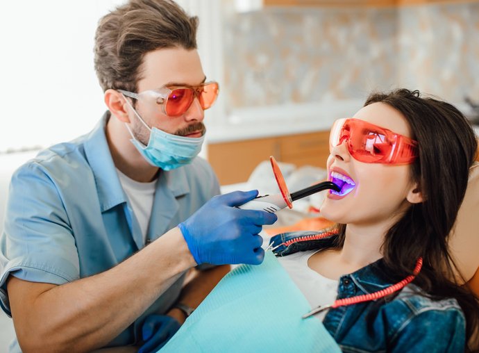 Dentist working on dental restoration for patient in Oak Harbor